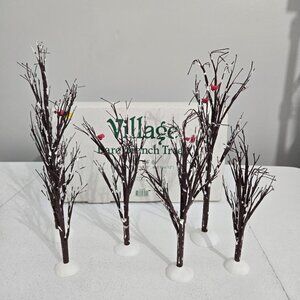 Department 56 Bare Branch Trees Red Birds Set of 6 52623 Christmas Decor Village